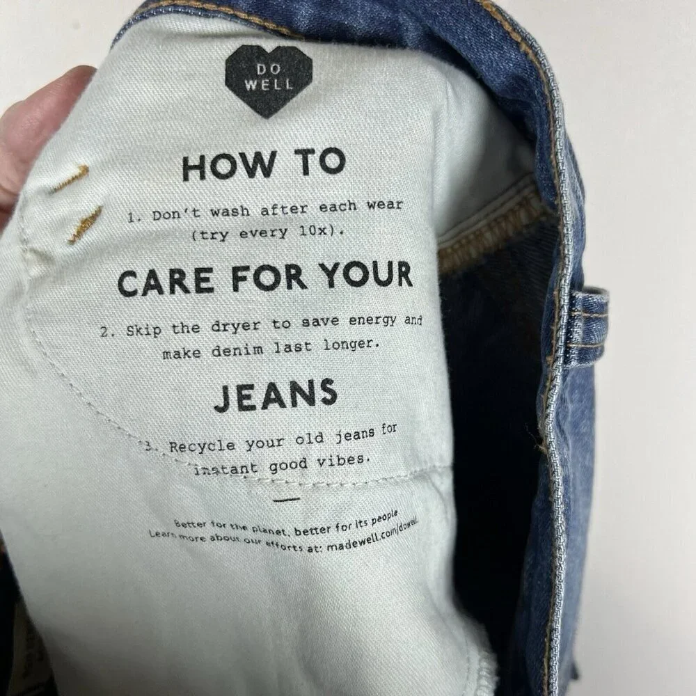 Madewell, New, Rigid Denim Straight Destructed Mini Jean‎ Denim Skirt, Size 28